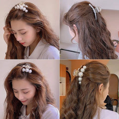 1/4pcs White Pearl Hair Clip Claw for Woman Korean Elegant Shark Clip Fashion Girl's Ponytail Clip Hair Accessories