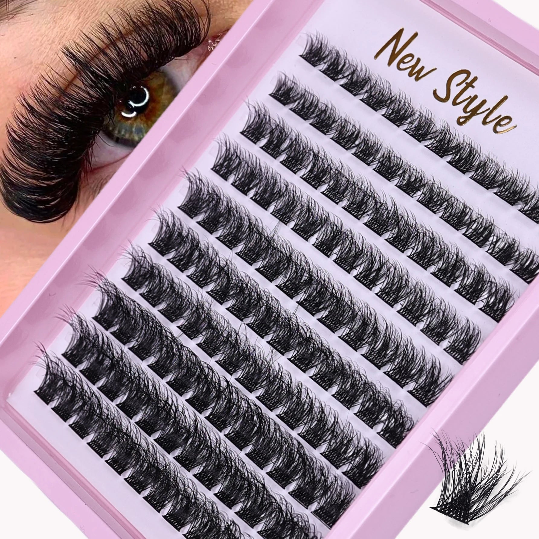 Lash Clusters 120pcs Cluster Lashes 8-16mm Individual Lashes Extensions Natural Look Lashes D Curl Fluffy Cluster DIY Eyelash