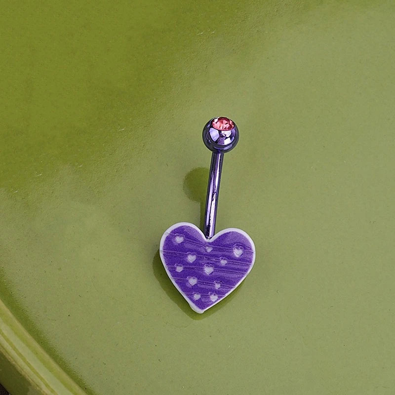 Sweet Dinosaur Navel Ring Zircon Heart Strawberry Belly Button Ring For Women Body additional angle