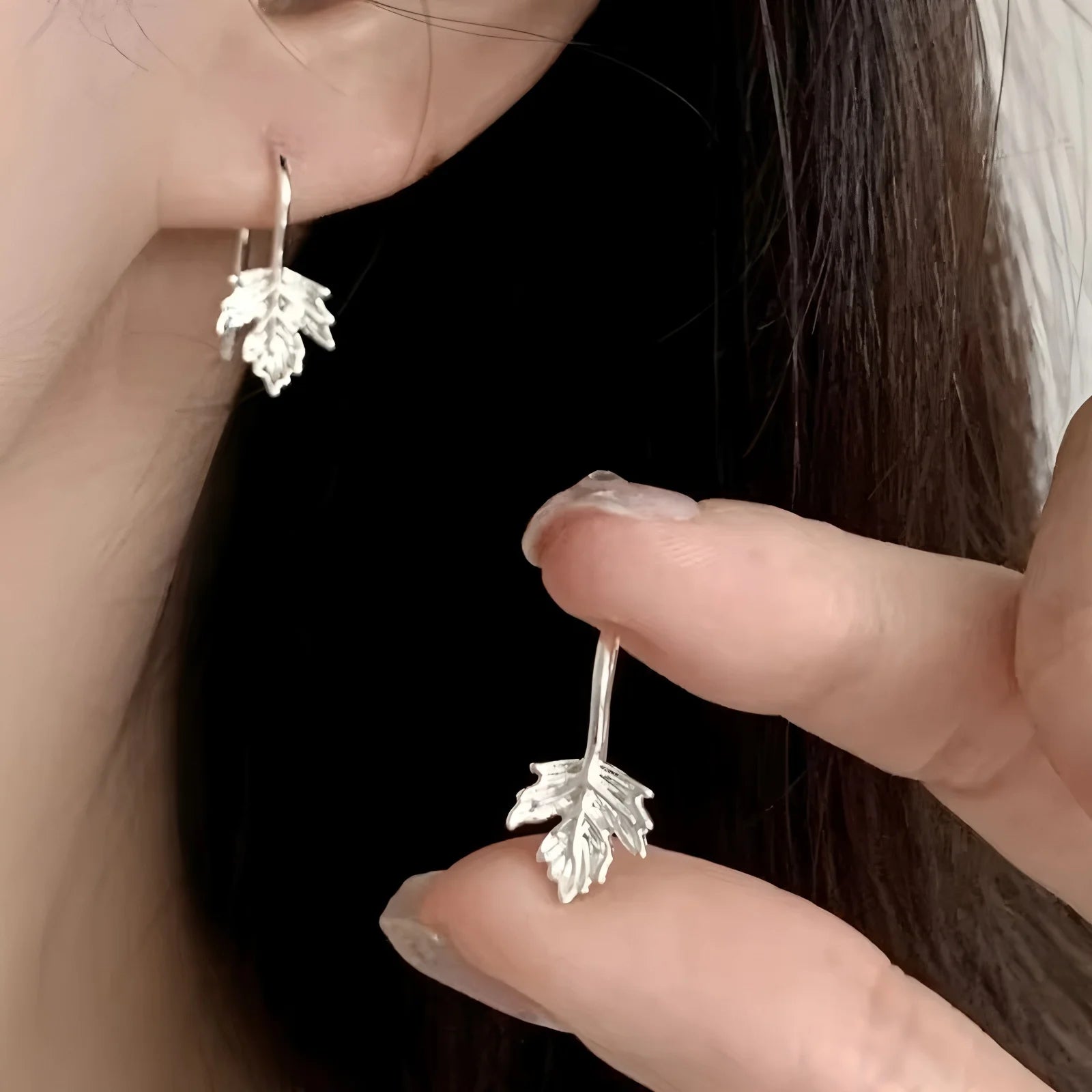 PANJBJ925 Sterling Silver Frosting Hoop Earrings For Women Texture Geometry Design Trend Fashion Jewelry Gift