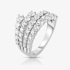 Huitan Simple Stylish Lines Cubic Zirconia Rings Women Silver Color Band Bridal Wedding detail view