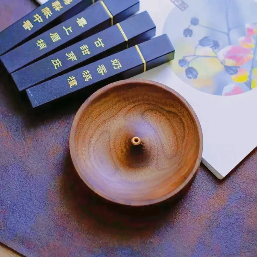 Solid Wood Incense Stick Holder | Handmade Tea Ceremony Incense Burner Tray alternate view