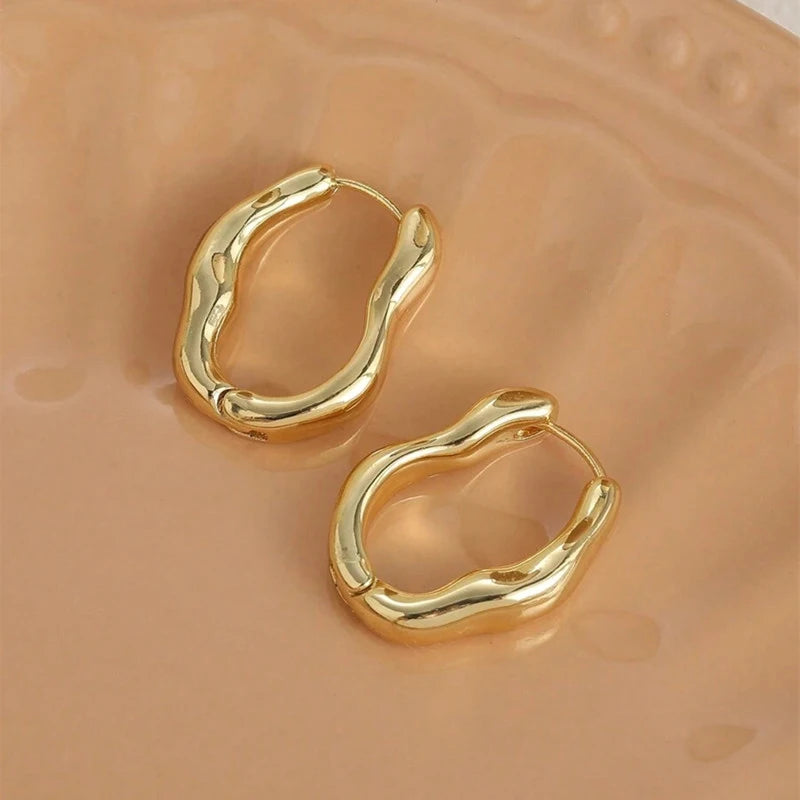 Geometric Metal Hoop Earrings for Women | Trendy Fashion Jewelry Set alternate view