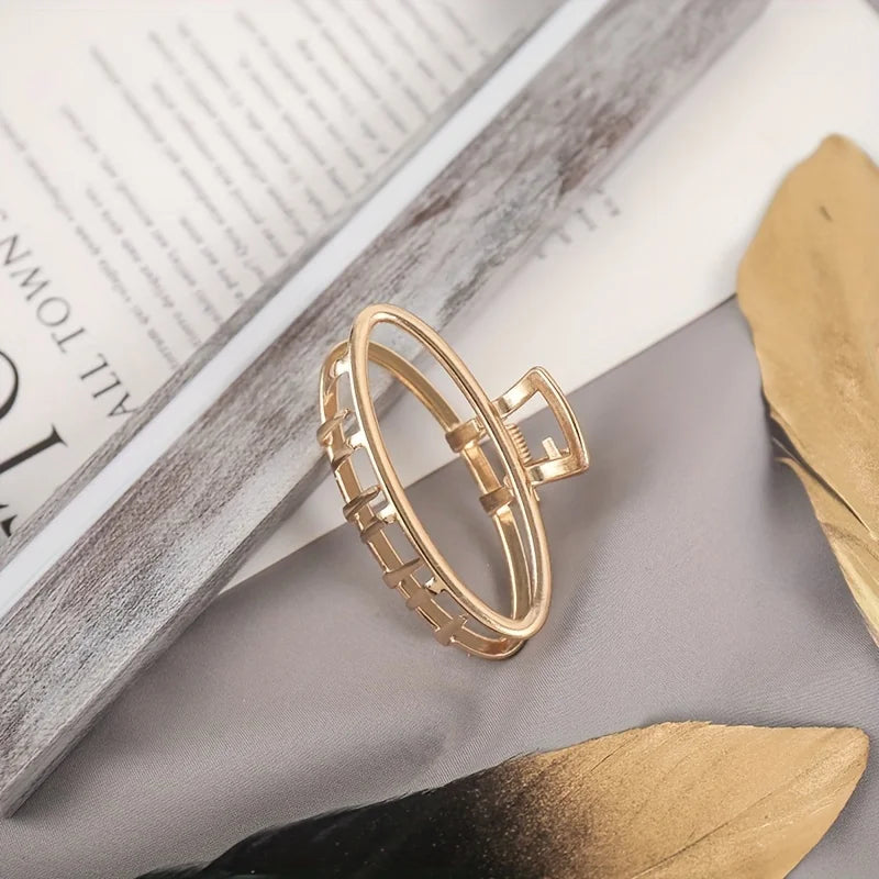 Fashion Simple Non Slip Mini Hollow Heart Metal Hair Claw Clips Gold Geometric Bangs Barrettes Hair Jaws For Women Girls Daily