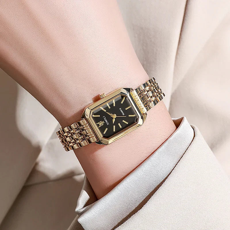 Women's Quartz Watch Rectangle Dial | Fashion Casual Steel Strap Watch additional angle