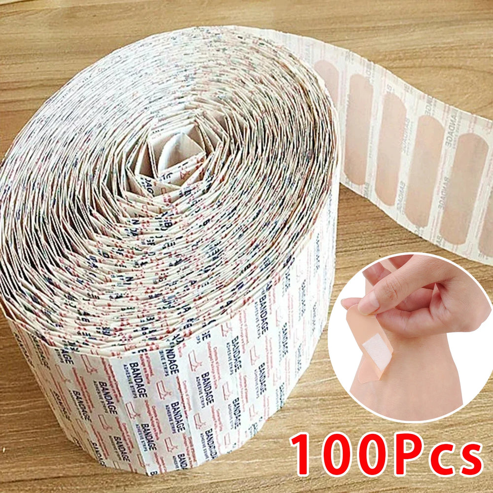 100Pcs Band-Aids Waterproof Breathable Cushion Adhesive Plaster Wound Hemostasis Sticker Band First