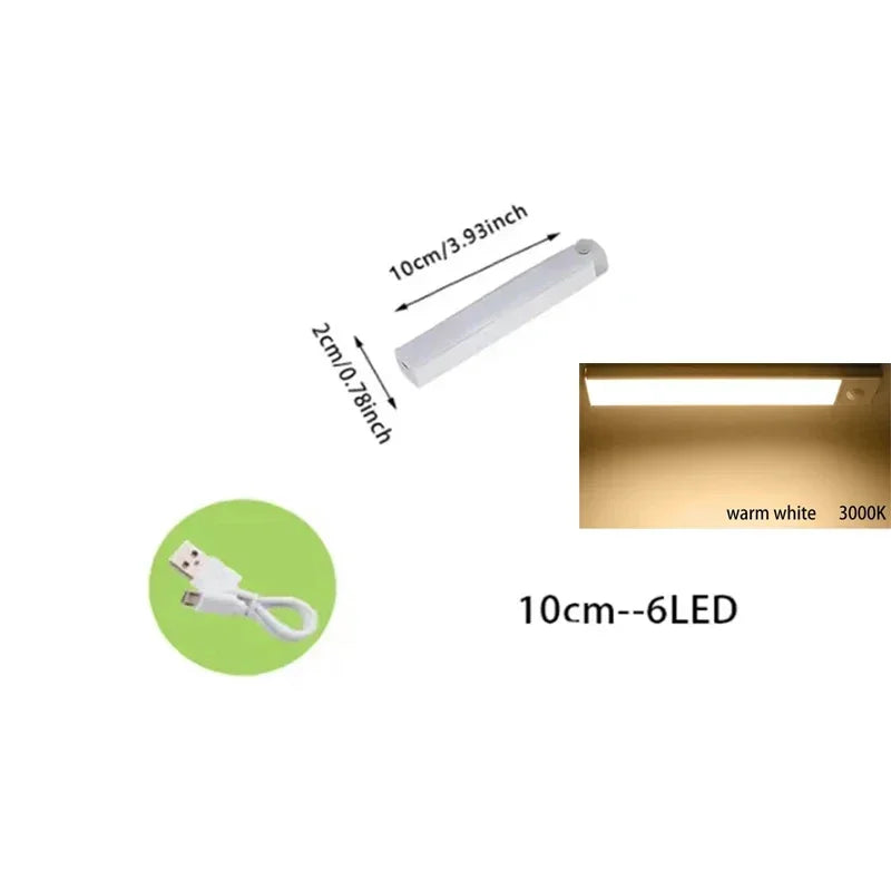 PIR Motion Sensor Rechargeable LED Night Light | Dimmable Magnetic Lamp for Closet St alternate view