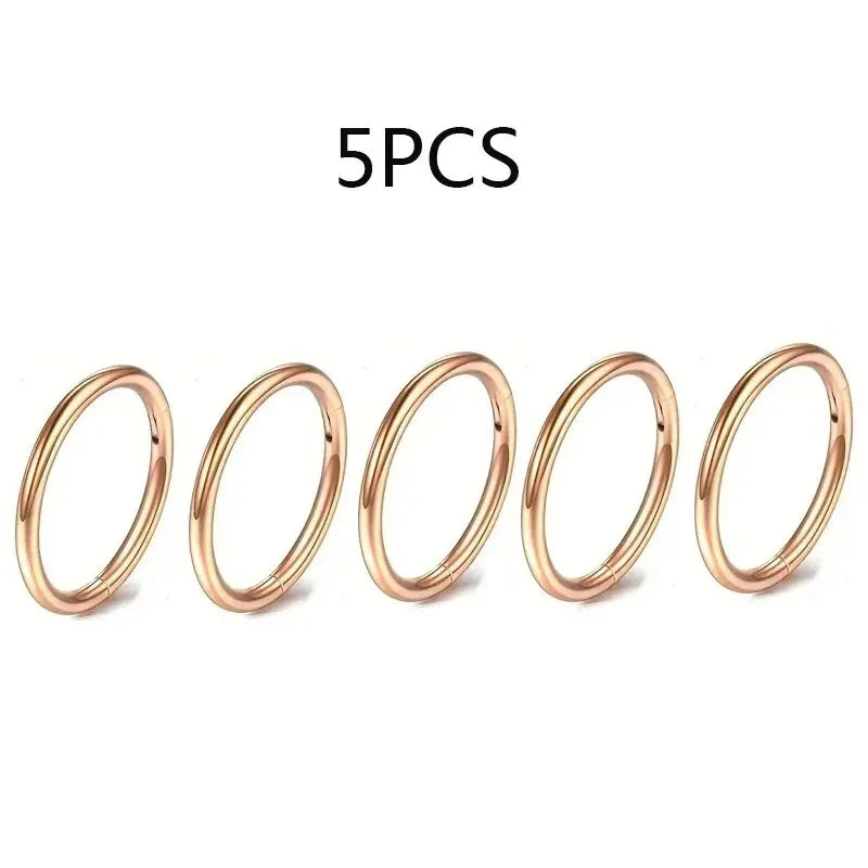 5Pcs 16G Nose Ring Hoop Stainless Steel Nose Piercing Nose Septum Ring Helix Ear Cart alternate view