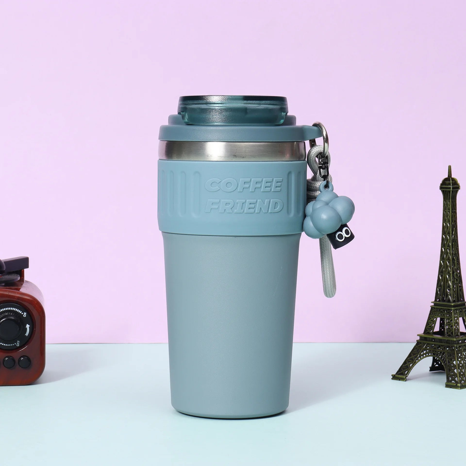 New Travel Coffee Tumbler Thermos Mug Easy Carry Steel Double Wall Tea Coffee Vacuu additional angle