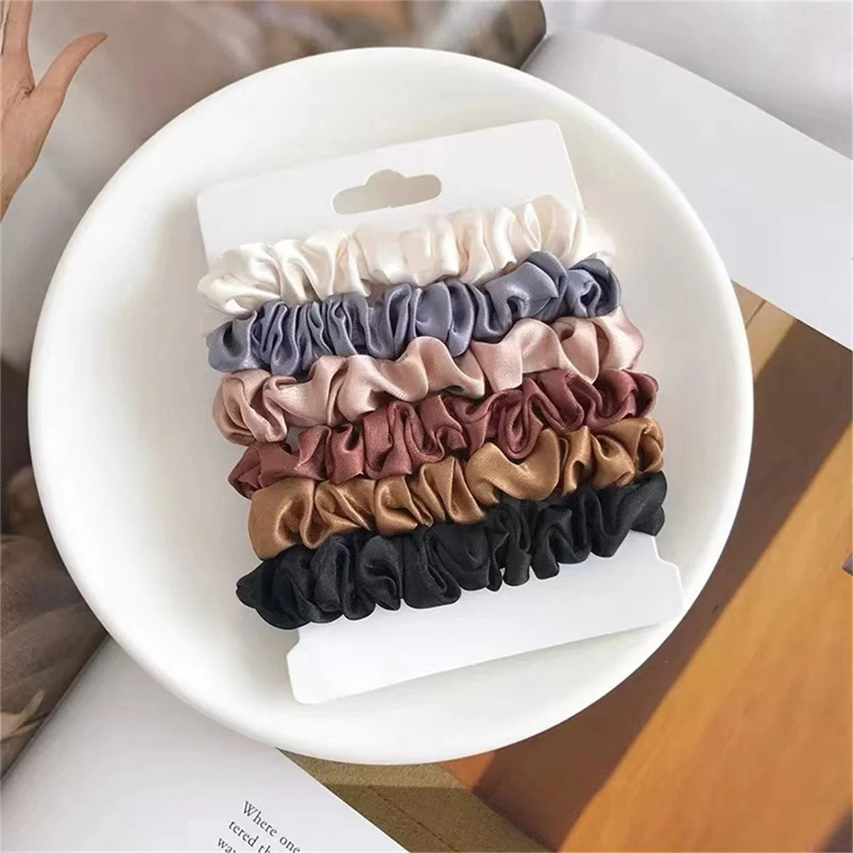 6pcs Satin Hair Scrunchies for Women - Softer Than Silk Scrunchies for Hair | Satin Scru detail view