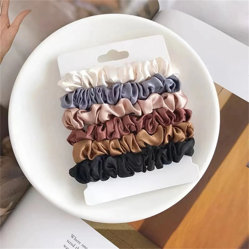 6pcs Satin Hair Scrunchies for Women - Softer Than Silk Scrunchies for Hair | Satin Scru detail view