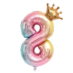 32inch Rainbow Crown Number Foil Balloon Birthday detail view