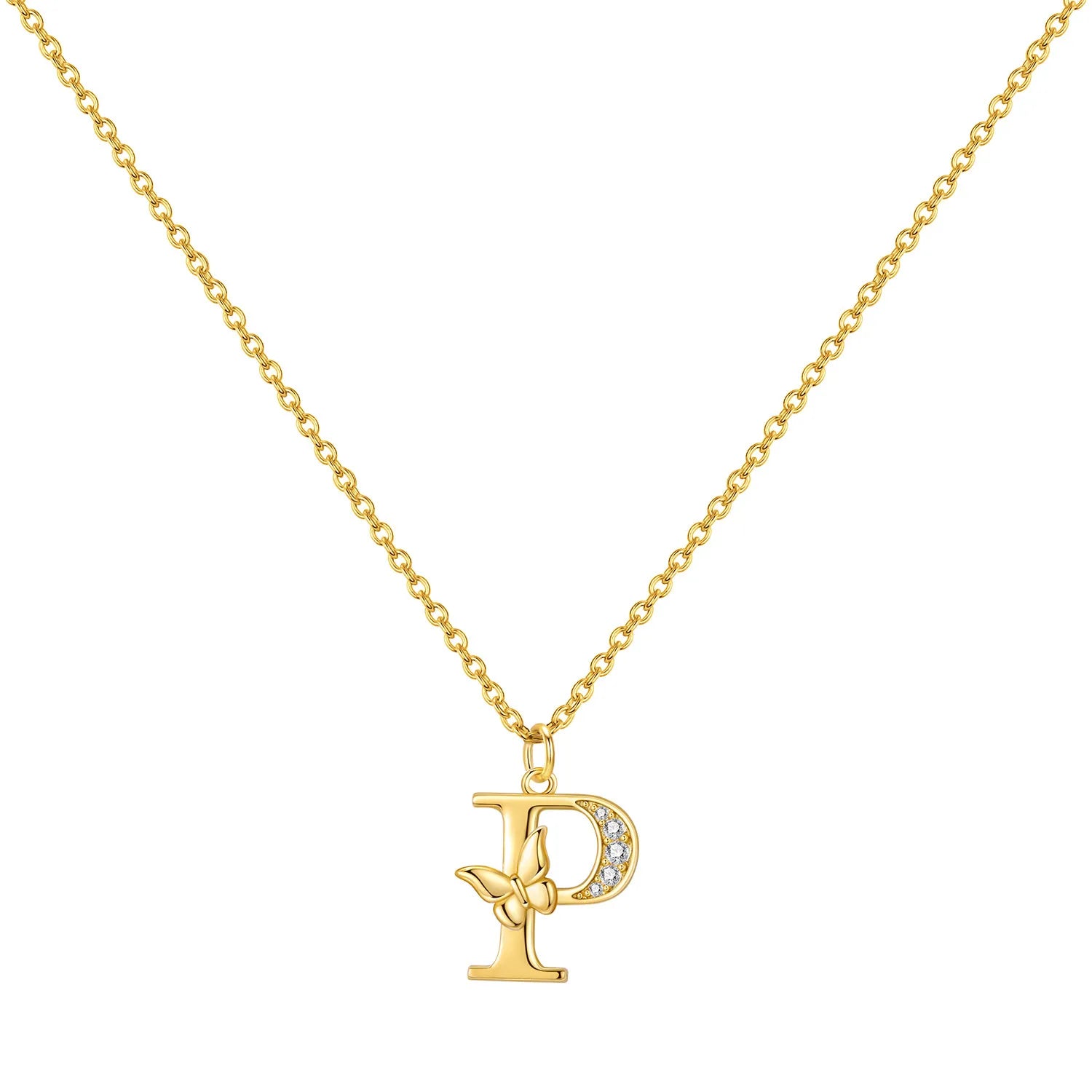 925 Sterling Silver Butterfly Initial Necklace | 26 Letter Y-Shaped Pendant for Women alternate view