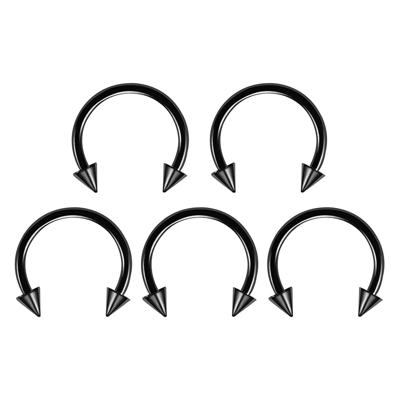 5pc Stainless Steel C Shape Septum Piercing Nose Ring Cartilage Earrings For Women Me lifestyle view