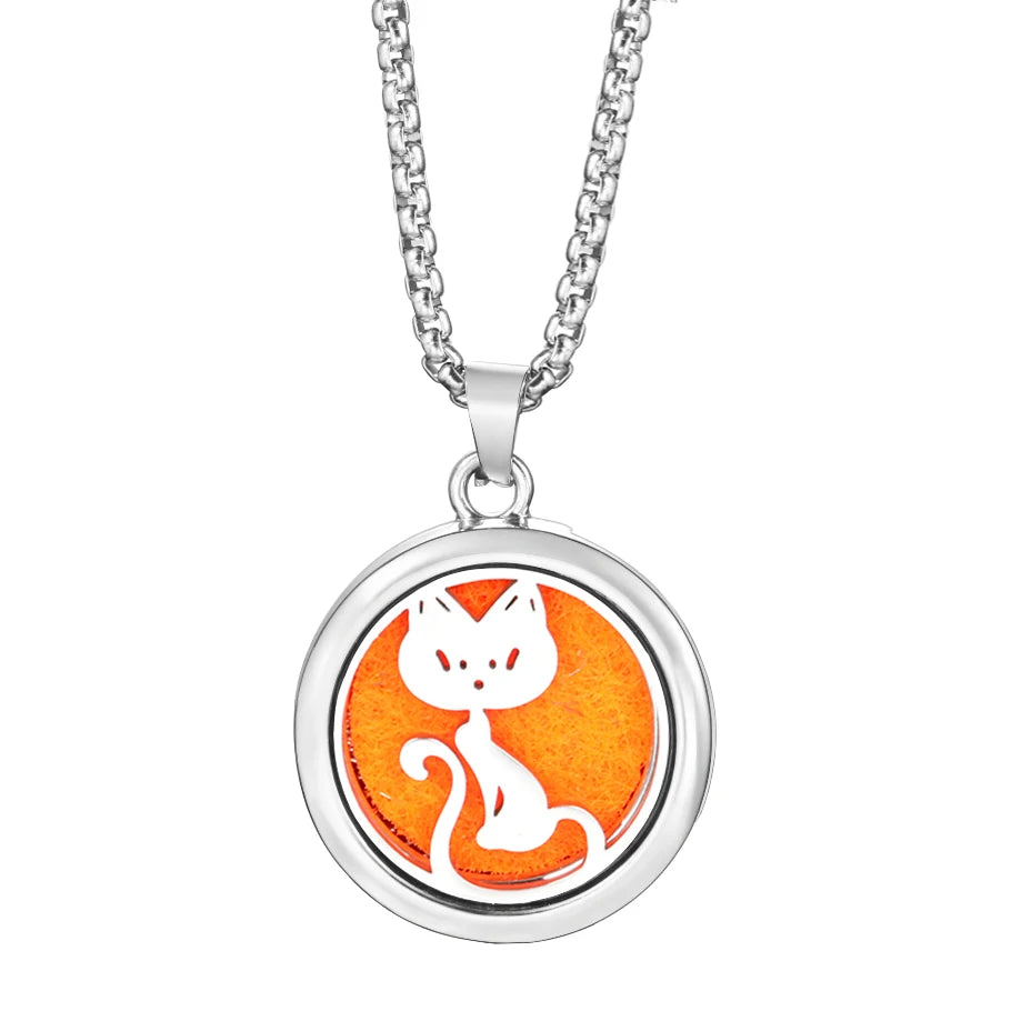20mm Pattern Insert Perfume Pad Locket Necklace | Stainless Steel Aromatherapy Pendan alternate view