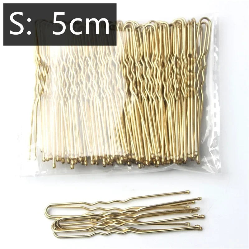 5/6/7cm Alloy Bobby Pins Barrettes U Shaped Metal Hair Pins Waved Hair Clips Bridal additional angle