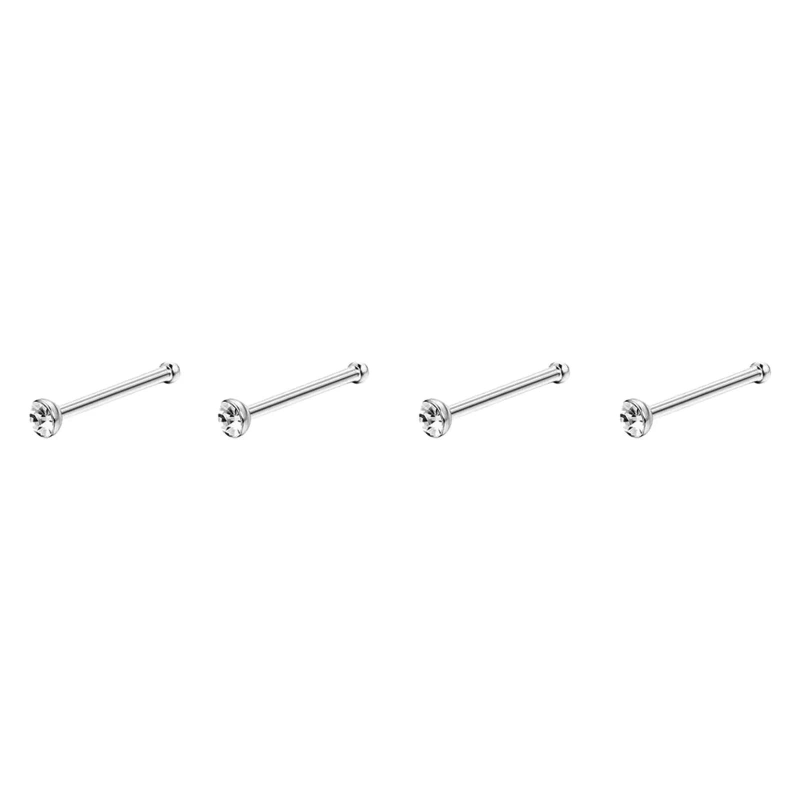 1/4/8PCS 20G 316L Stainless Steel Zircon Nose Piercing Stud for Women Men, L Shape Nose detail view