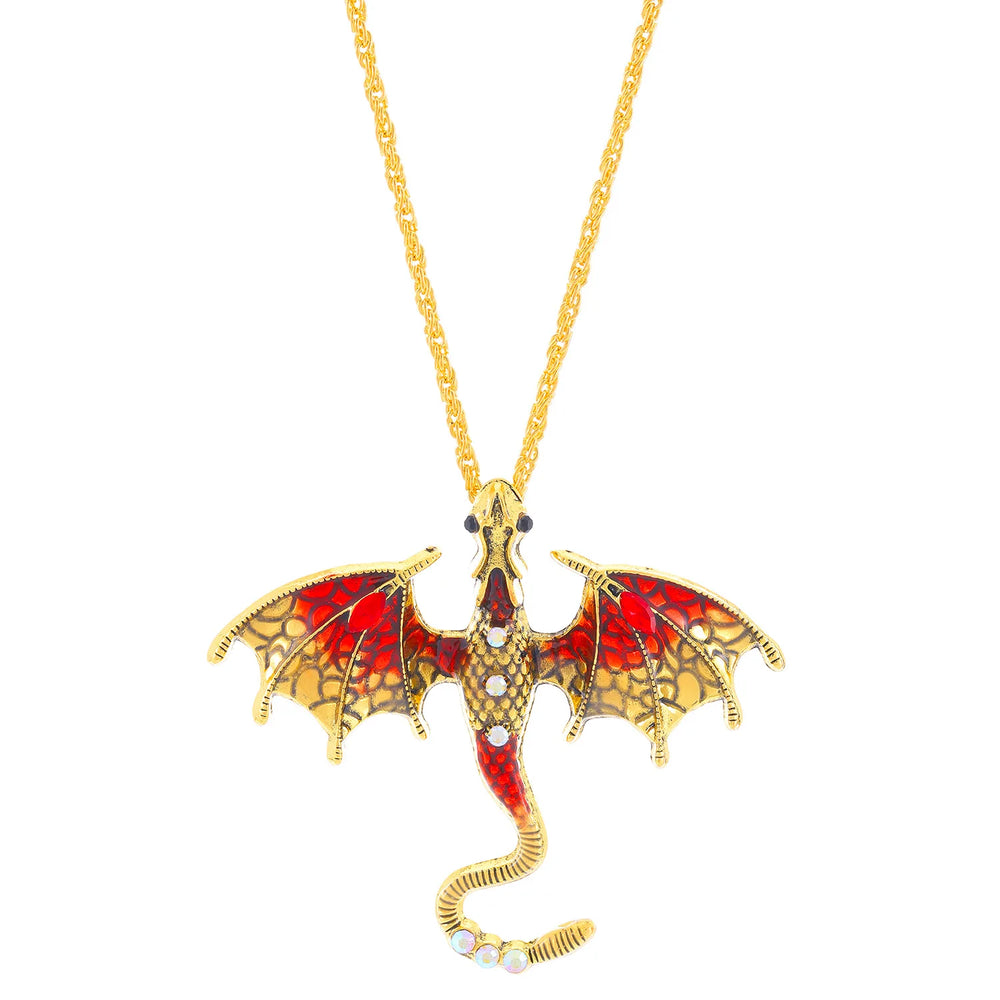 Goth Fly Dragon Pendant Necklace | Punk Snake Chain Choker for Men and Women detail view