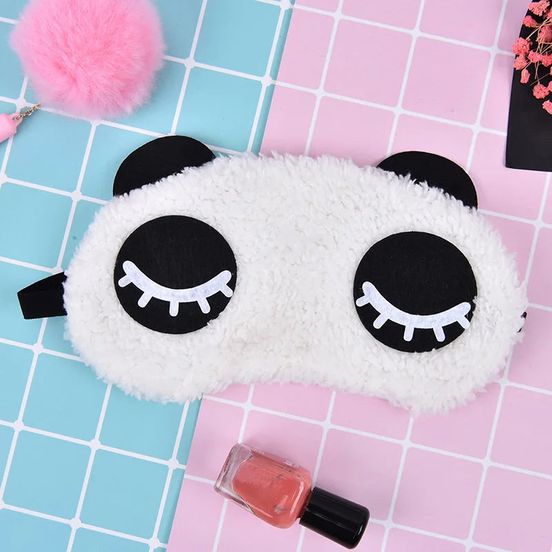 Cute Panda Eye Mask | Plush Sleep Eye Cover for Travel close-up view