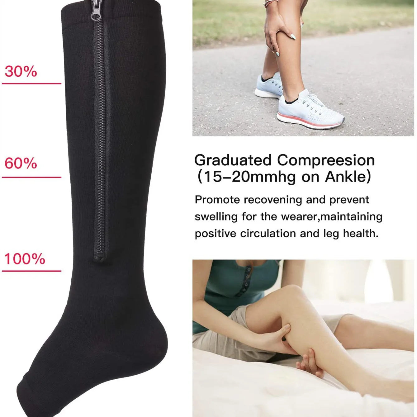 Vein Stretch Socks Women Men High Elasticity Pressure Long Cycling Socks Leg Support lifestyle view
