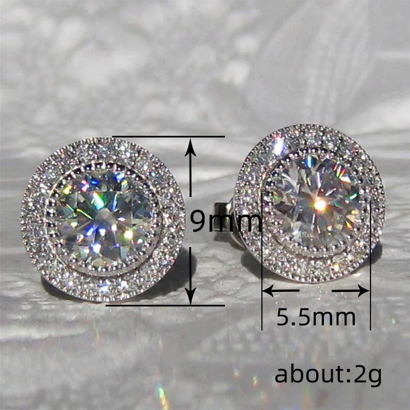Huitan Delicate Small Round Stud Earrings Women with Shiny Cubic Zirconia Simple Ve additional angle
