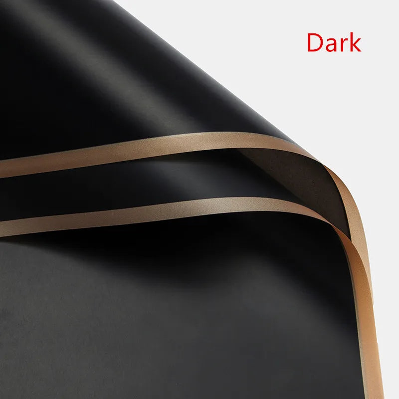 Golden Border Rose Wrapping Paper 5 Pack | Half Transparent Korean Style Gift Packi additional angle
