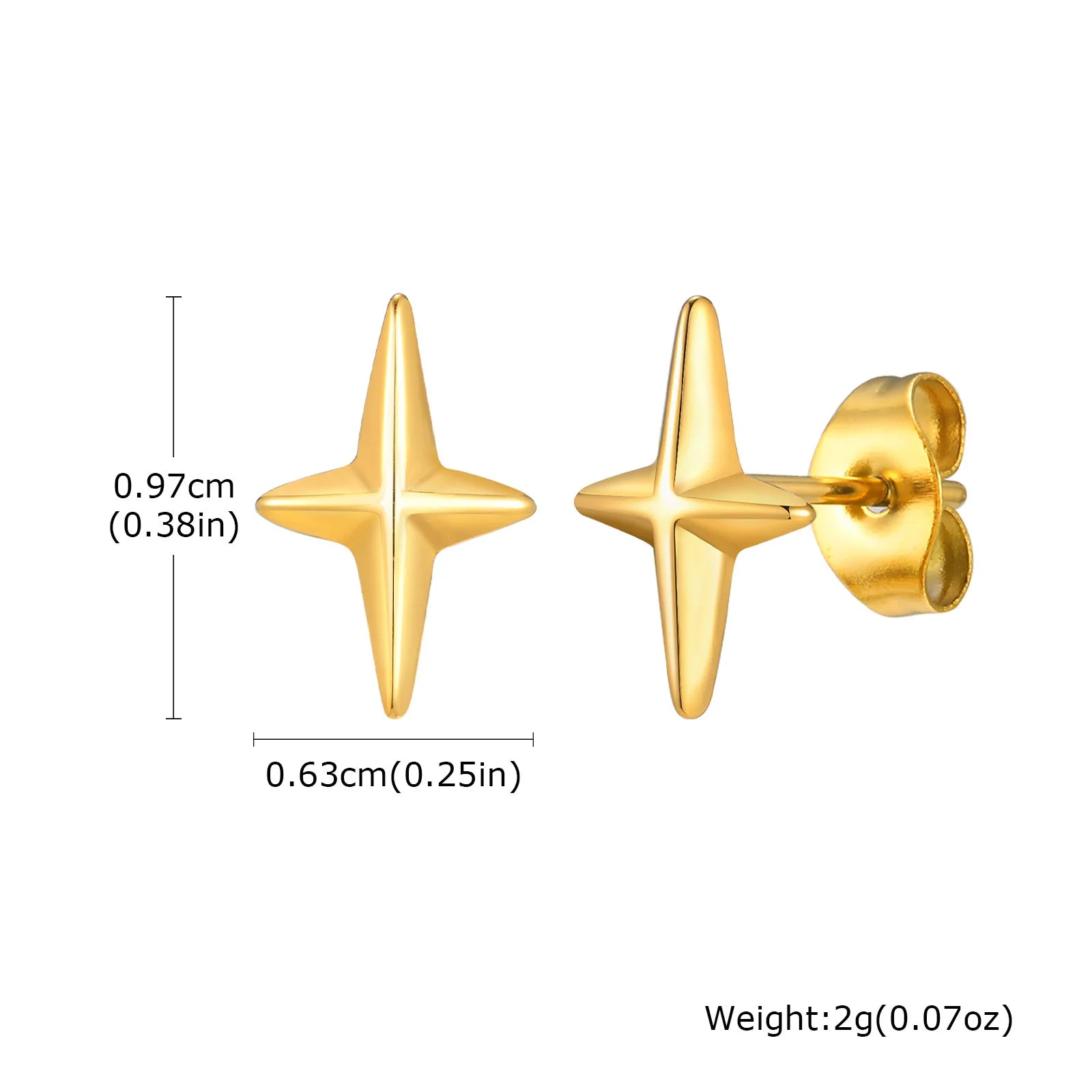Gold Color Stud Earrings for Men Boys,Anti Allergy Stainless Steel Small Earrings,H additional angle