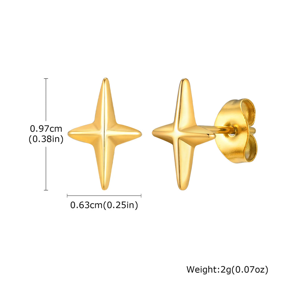 Gold Color Stud Earrings for Men Boys,Anti Allergy Stainless Steel Small Earrings,H additional angle