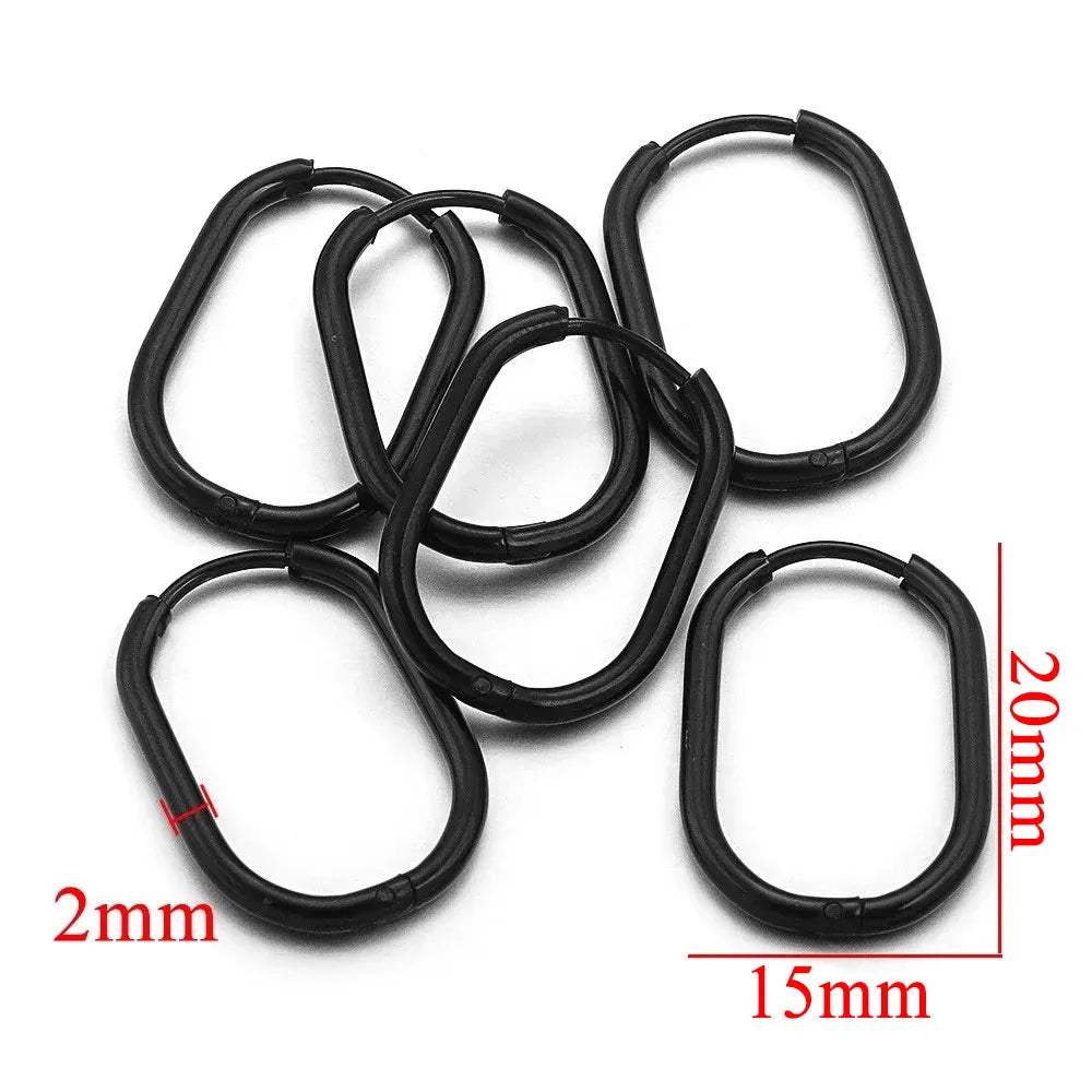 Gold Plated Rectangular Hoop Earrings | 6pcs Stainless Steel Jewelry Findings for D additional angle