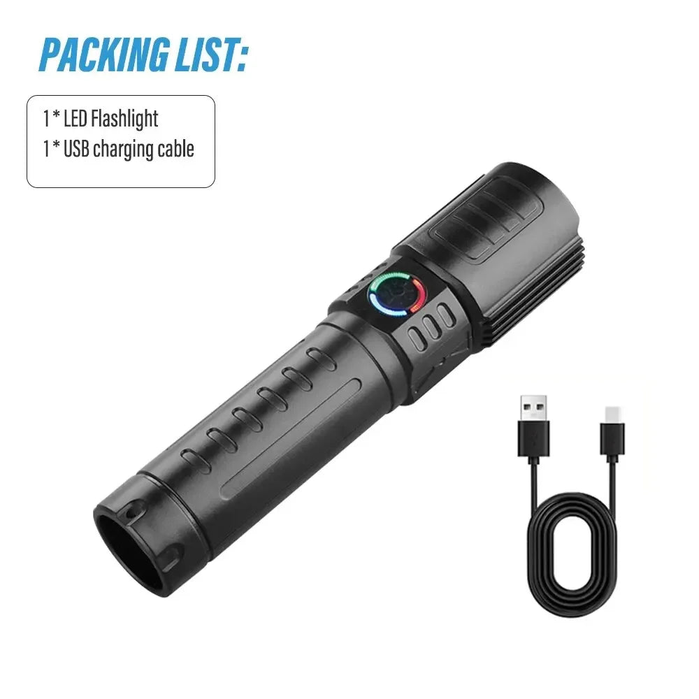 Super Bright LED Flashlight with P50 Beads | Zoomable Rechargeable Torch alternate view