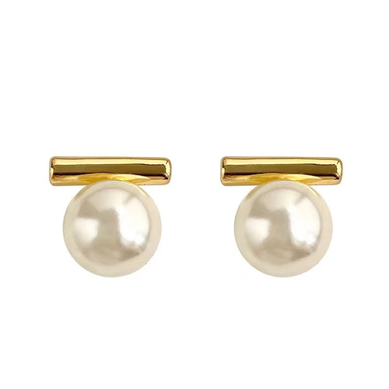 Grey Imitation Pearl Drop Earrings | French Minimalist Jewelry for Women additional angle