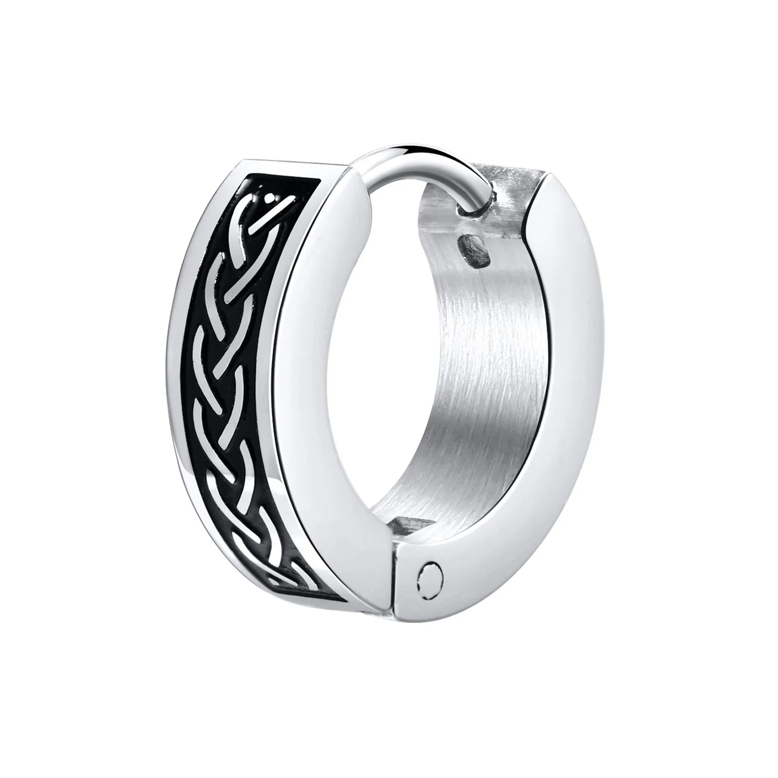 Punk Viking Hoop Earrings for Men Boys,Vintage Celtic Knot Stainless Steel Huggies Earri detail view