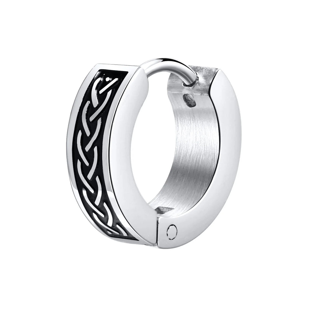 Punk Viking Hoop Earrings for Men Boys,Vintage Celtic Knot Stainless Steel Huggies Earri detail view