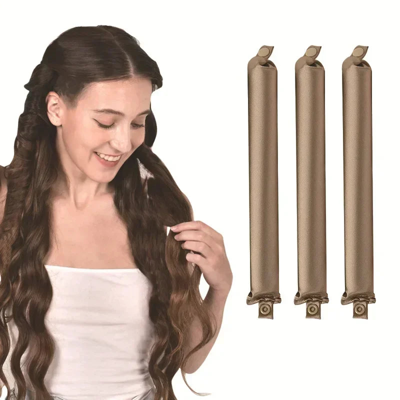 Heatless Hair Curler Set | Satin Flexi Rods for Overnight Curls additional angle