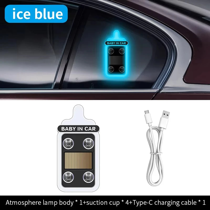 Solar Power Car Window Neon Light | USB Rechargeable Ambient Atmosphere Lamp close-up view