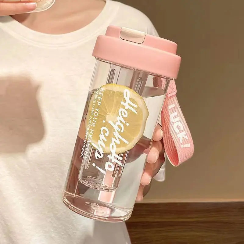 Large Capacity Stylish Plastic Water Cup Portable Student Water Bottle Women's Favorite Ins Trendy T
