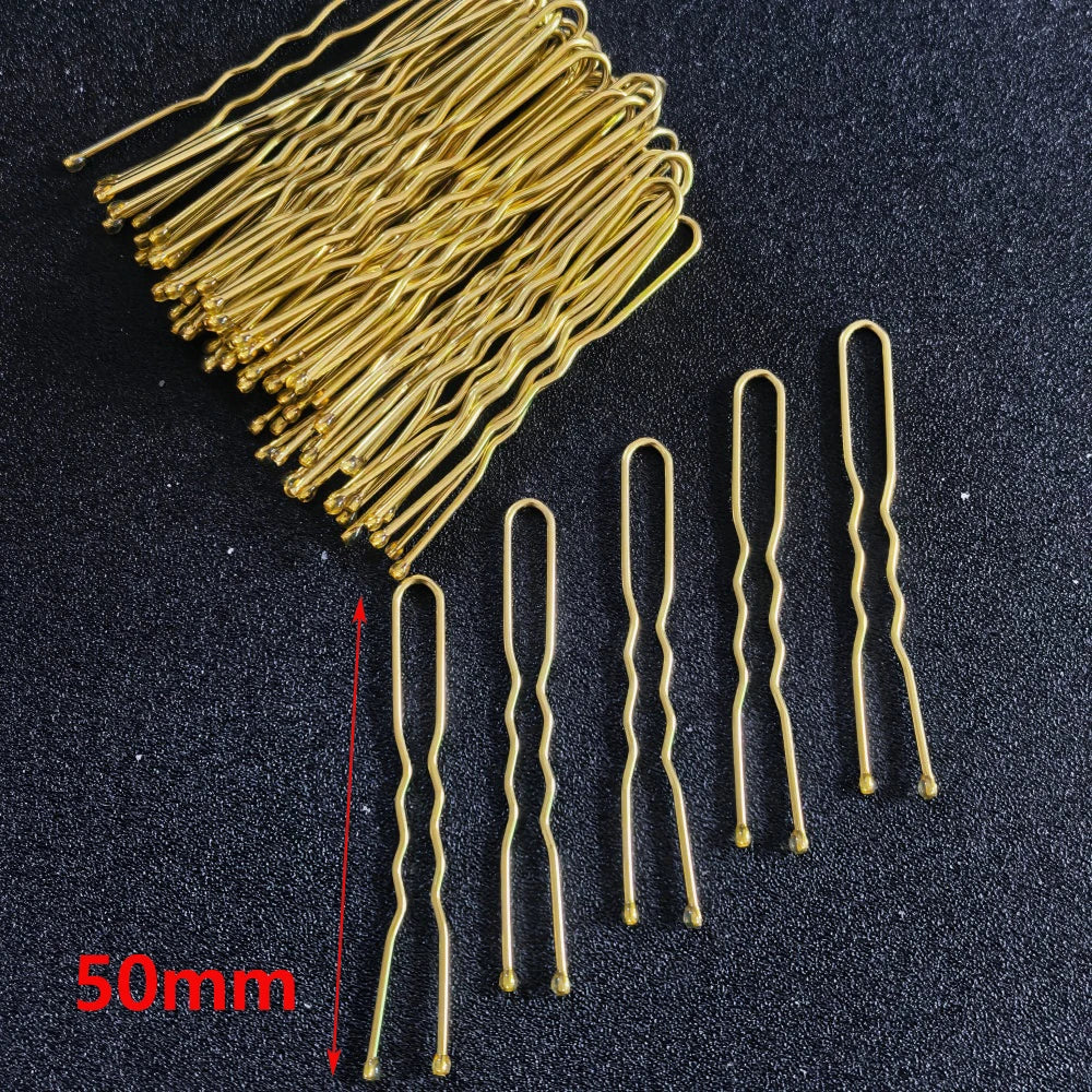 50PCS Silver Gold Color Hair Clip for Women Hairpin Curly Wavy Grips Hairstyle Hairpin close-up view