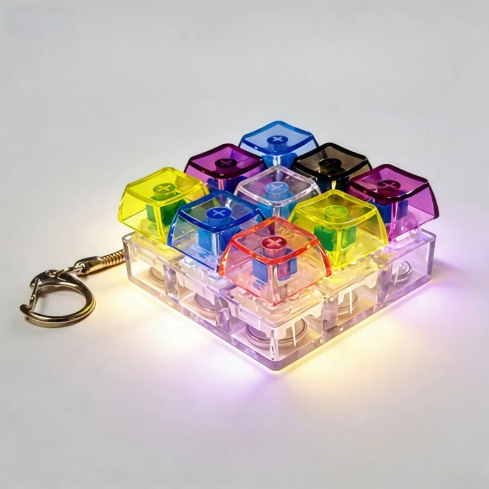 LED Keyboard Keychain Fidget Toys Crystal Clicker Sensory Toy for Stress Relief Keyboard detail view