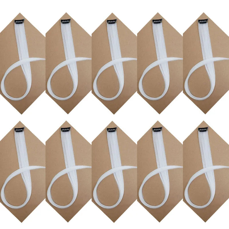 10pcs 22Inch Synthetic Long Straight Hair Extensions Clip in Colored Party Highligh additional angle