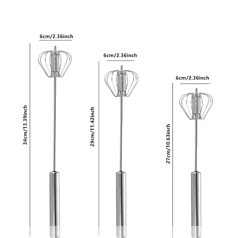 Semi-Automatic Egg Beater | 304 Stainless Steel Manual Hand Mixer additional angle