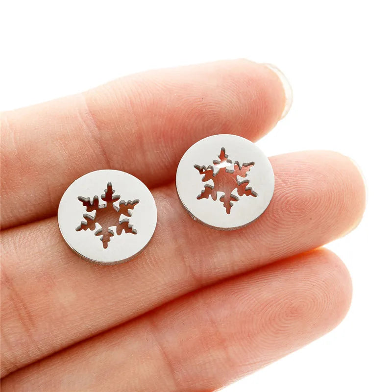 Multiple Stainless Steel Flower Stud Earrings Women Korean Daisy Mandala Rose Lotus E lifestyle view