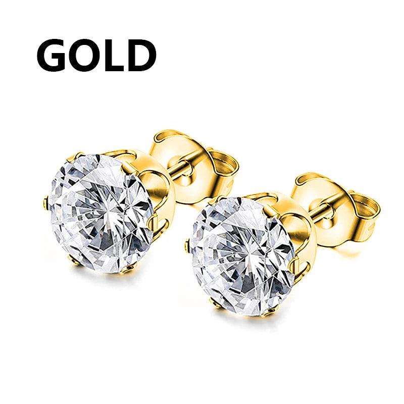 Punk Stainless Steel Stud Earrings Set | Unisex Gothic Hip Hop Ear Piercing Jewelry detail view