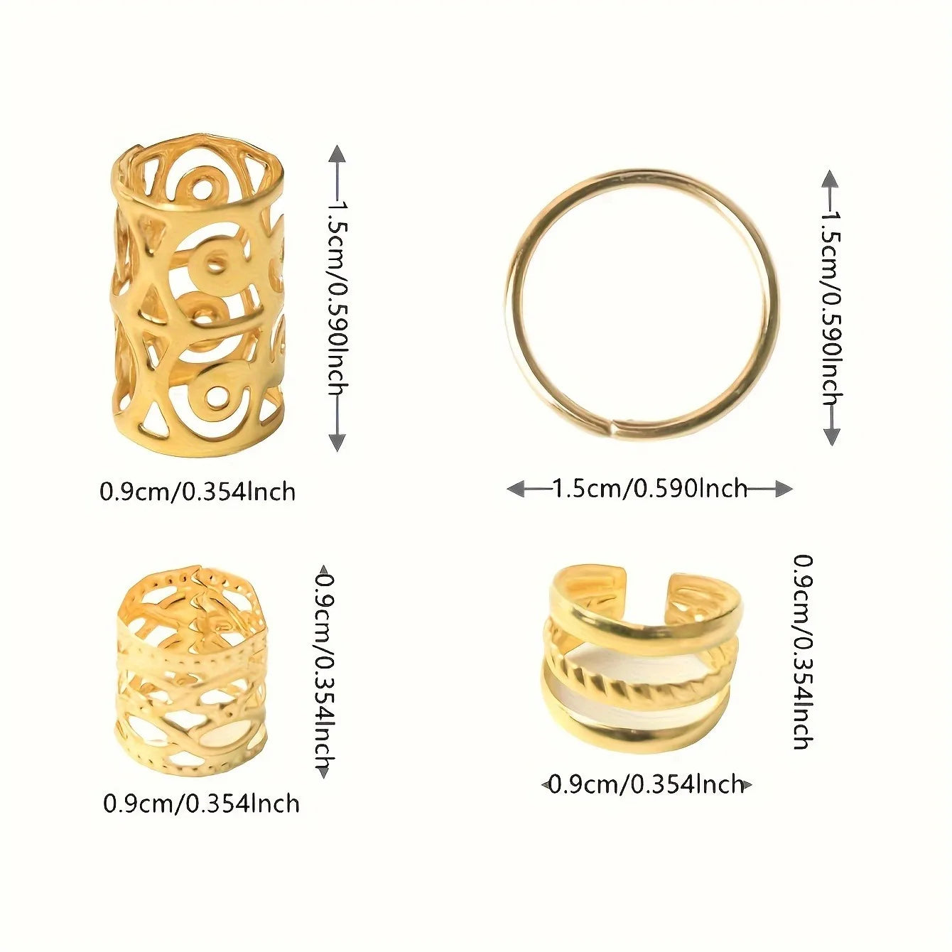 80PCS/Set Vintage Hollow Hair Rings Alloy Hair Cuff Hair Pins Loops Hair Accessories Loc Hair Jewelry for Braids