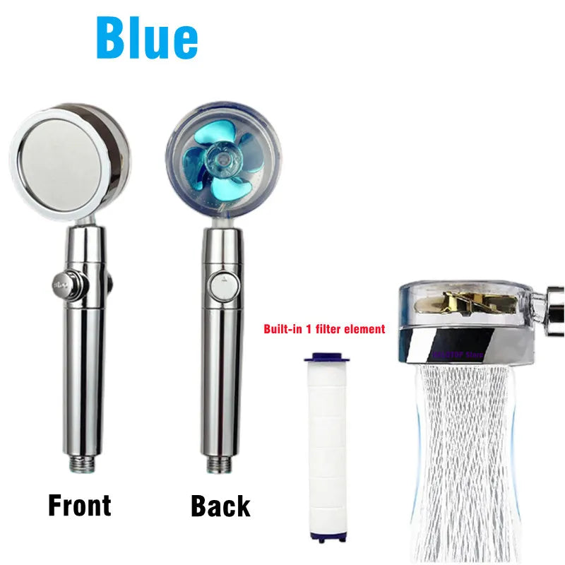 360 Degrees Rotation Turbo Fan Shower Head High Pressure Water Saving Spray Adjustabl lifestyle view