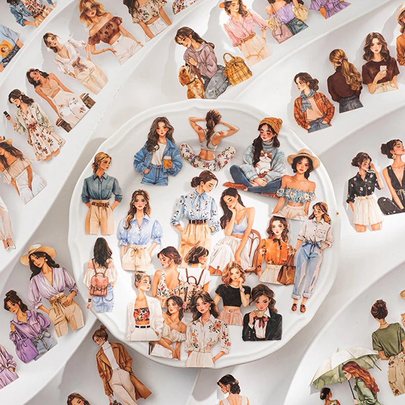 Mr Paper 60pcs Urban Vintage Character Stickers DIY Handbook Collage Calendar Diary Notebook Phone C