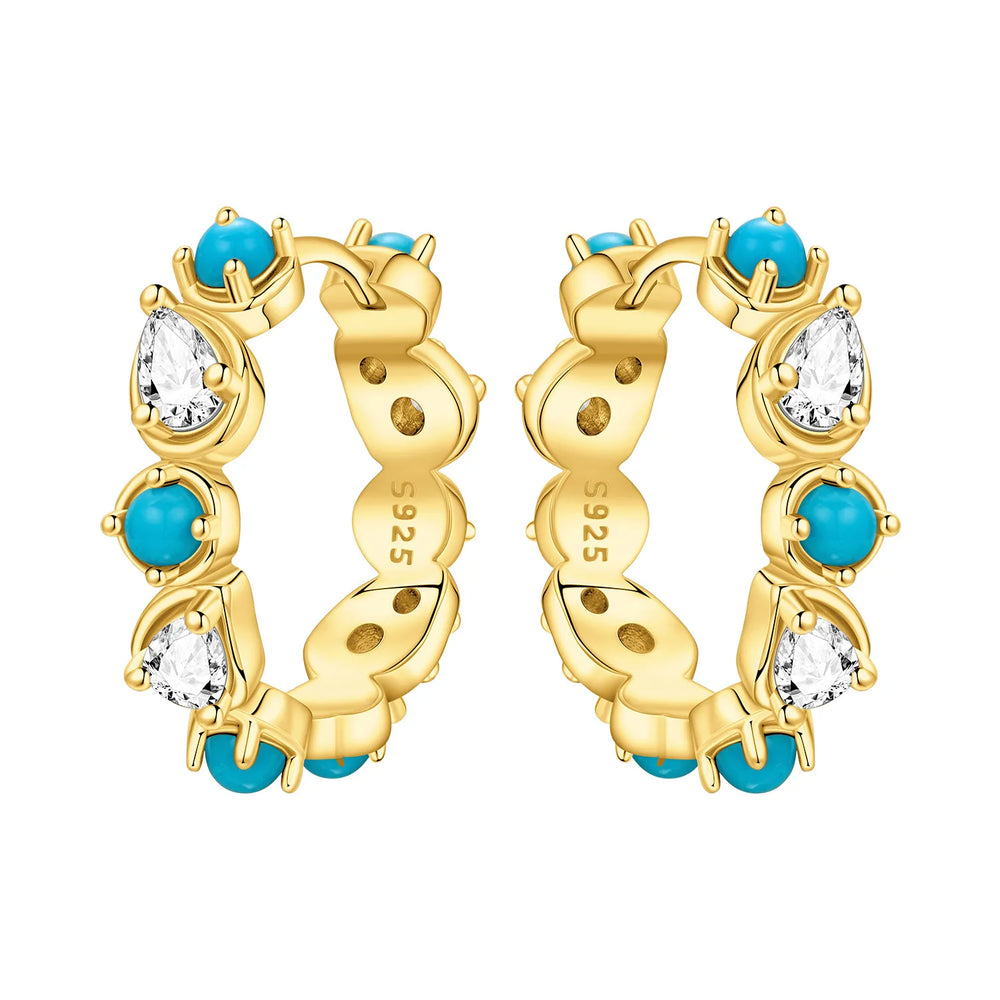 PANPOKI S925 Sterling Silver Purple Zircon Series Earrings Hoop Earrings For Women Jew close-up view