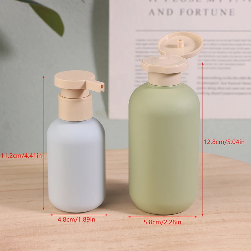 2Pcs 100/200ml Blue Green Pink Empty Plastic Pump Lotion Shampoo Bottle Flip Cap Bo additional angle