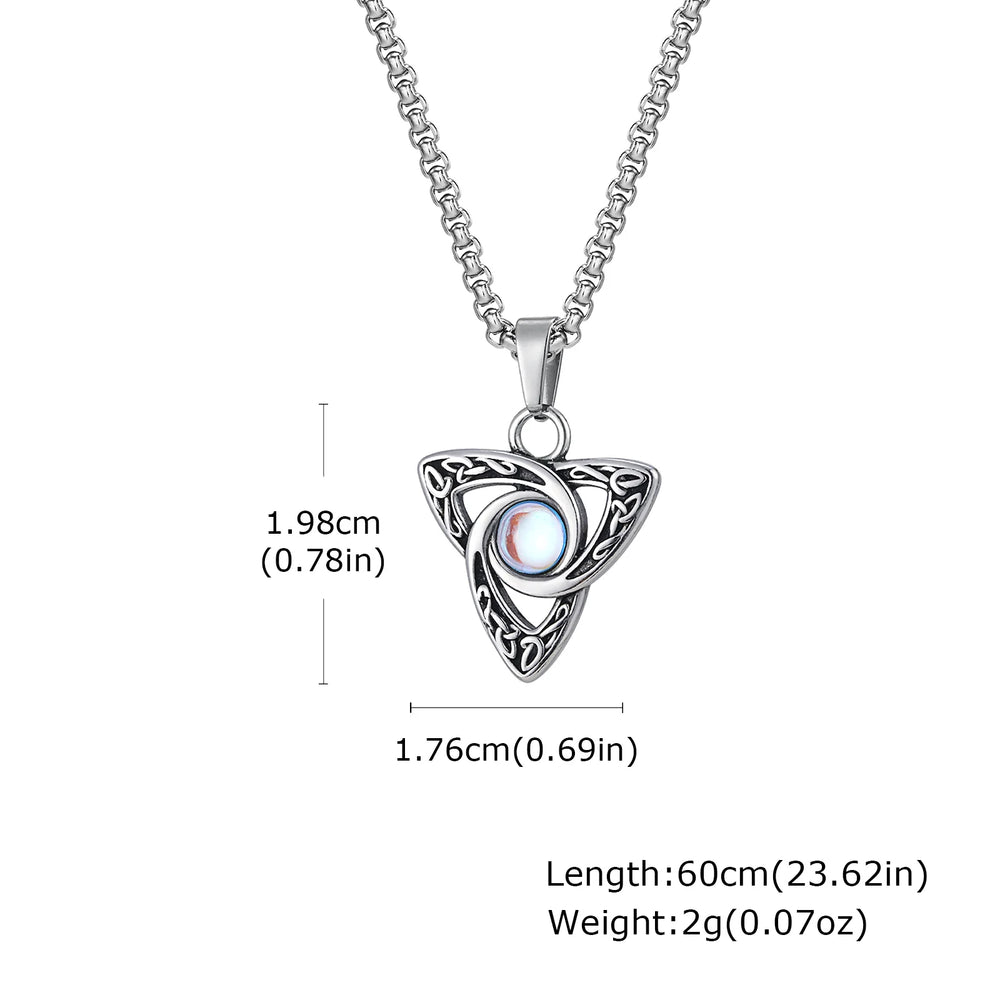 Men's Silver Color Geometric Pendant Necklace, Non Fading Stainless Steel Compass Nec alternate view