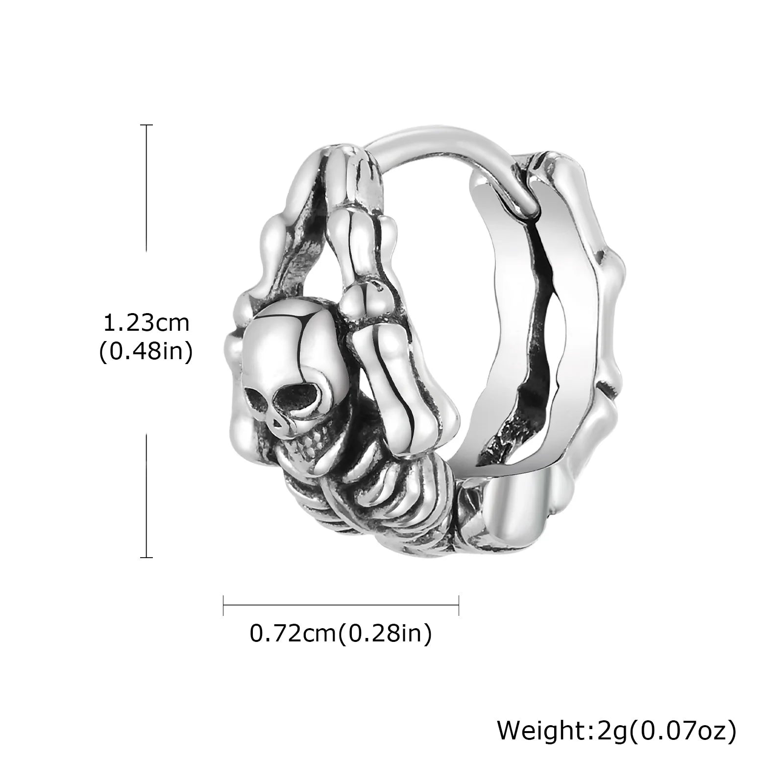 Punk Skeleton Hoop Earrings for Men | Never Fade Metal Huggies lifestyle view