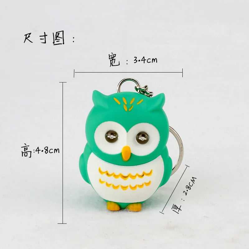 LED Owl Keychain with Sound and Light | Cute Bag Pendant for Keys additional angle